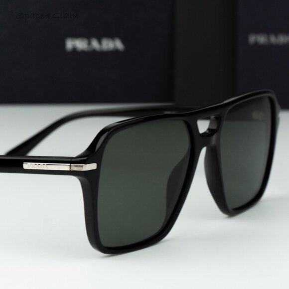Prada Women Sunglasses Black Green Polarized Pilot PR20YS 1AB03R NEW AUTHENTIC main image 5